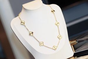 Gold Necklace Designers for women10 flowers top v-gold 18K with Clover Pendant Necklaces top Quality Gold Classic Designer Chain Wedding Jewelry with box