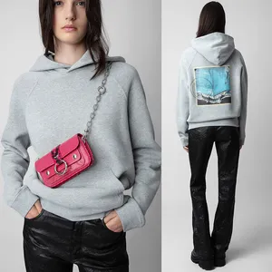 23fw Zadig & Voltaire Designer Streetwear Sweatshirt Back Car Printed Women hooded Sweater Pullover Jumper Hoodies