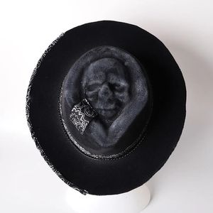 Mężczyźni ręcznie robione na Halloween Fedora czapka czapka cosplay impreza ulica Kościół Panama Jazz Caps Sombrero Vaquero Hombre 240111