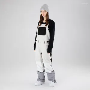 Skiing Pants Ski Strap Women Men Winter Thermal One-piece Snow Waterproof Wear Resistant Outoor Snowboarding Trousers