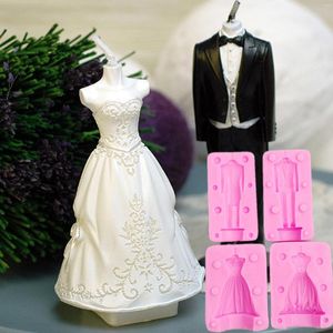 Baking Moulds 2pc 3D Bride And Groom Silicone Tools Fondant Mould Sugar Craft Mold DIY Cake Decorating Wedding Decorations M1121