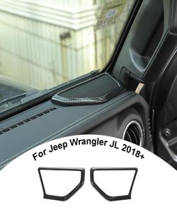 Kolfiber ABS En kolonnhögtalarringdekoration för Jeep Wrangler JL 2018 Auto Interiör Tillbehör1477717