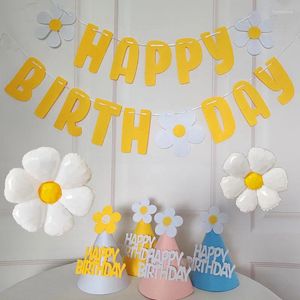 Parti Dekorasyonu Beyaz Daisy Balon Banner 32inch Bebek Duş Doğum Günü INS PO PEROS Yumurta Çiçek Şapkası Düğün Sevgililer Günü Dekor