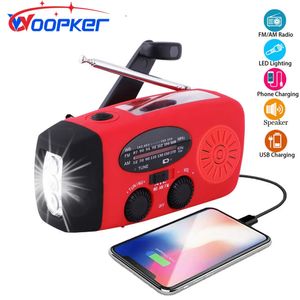 WOOPKER E04 Uppgradera multifunktion Radiohand Crank Solar USB FM AM NOAA WB Weather Radios Emergency Ficklight Power Bank 240111