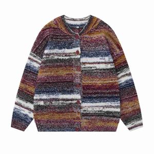 남자 스웨터 레트로 느슨한 가을/겨울 가디건 스웨터 넥타이 염색장 유니탄 커플 니트웨어 남자와 여자 스웨터 니트 y2kyolq