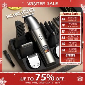 KIKIDO KK-9001T Conjunto de aparador de cabelo à prova d'água 11 em 1 Kit de limpeza multiuso com lâminas de precisão Design ergonômico e Lon 240111