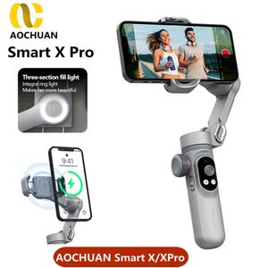 AOCHUAN Smart X Pro 3-осевой складной ручной стабилизатор карданного подвеса заполняющий свет Беспроводная зарядка для экшн-камеры телефона 240111