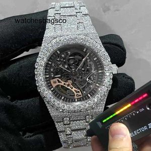Luksusowa wersja projektantów diamentów moissanite kamienie zegarek pass test męski Diamonds Najwyższej jakości mechaniczny ruch mechaniczny pełny lodowany szafir