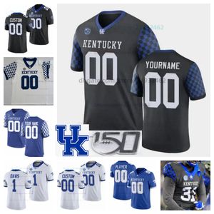 Custom Kentucky College Football NCAA 150TH Jersey Any Name Number 6 Dane Key 16 Deuce Hogan 7 Barion Brown 18 Brandon White 26 Benny Snell Jr 41 Josh Allen