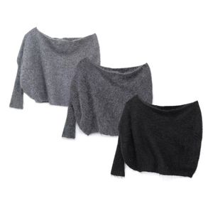 Zach Ailsa Early Spring Damen lockerer und vielseitiger asymmetrischer Strickpullover mit Ärmeln und Mantelmantel 240111