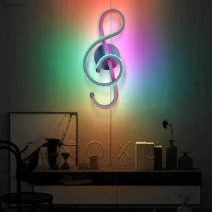Night Lights RGB Decoration Wall Lamp Bedroom Beside Wall Light Remoto Control Music Note Shape Night Light Home Hallways Room Decoration YQ240112