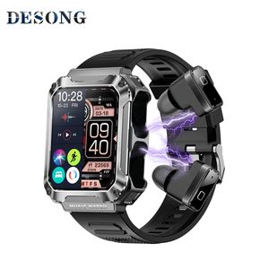 Watches Nowy T93 Smart Watch 3 w 1 TWS Słuchawki Duże pamięć Bluetooth Call 1.96 HD Screen Local Music Earbuds Sports Men Smartwatch