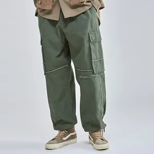 Calças masculinas moda roupas masculinas 2024 outono carga solta cordão casual calças de algodão masculino comprimento total sweatpants