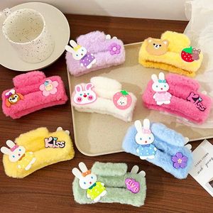 Accessori per capelli Autunno Inverno Colore Cartone animato Peluche Orso Fiore Grande artiglio Per ragazza Carina Kawaii Fata Principessa Coda di cavallo Clip Moda