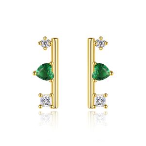 Emerald Heart Stud Earrings S925 Silver 3A Zircon Earrings Korean Style Women Fashion Earrings Wedding Party Versatile Jewelry Accessories Valentine's Day Gift SPC