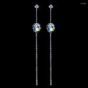 Orecchini pendenti BAFFIN Cristalli autentici dall'Austria Perline colorate a catena lunga Goccia color argento Piercing per gioielli da festa da donna