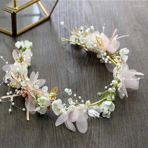 Hårklipp brud bröllop hårband söta fairy flickor pannband simulerade pärlkrans brud girland headpieces smycken