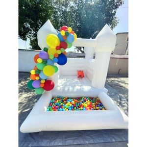 10x10ft Toptan Beyaz ve Pembe Kids Ballpit Bounce House Atlama Bouncy Kalesi Şişirilebilir Toddler Jumper Bouncer Ball Çukuru