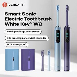 Whitening BEHEART W2 Smart Electric Toothbrush with Color Screen and App Control Deep Clean, Personalized Settings, Waterproof Design