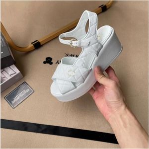 2024 New Luxury brands Platform Wedges Slippers Summer Peep Toe Heels Designer Shoes Woman Sexy Super High Designer Female Sandals prad Slide