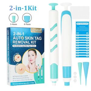 Kit per la rimozione automatica delle etichette della pelle 2-IN-1 Etichetta della pelle indolore Set di penne per la rimozione delle verruche dell'acne della talpa con tamponi detergenti Strumento per la cura della bellezza 240112