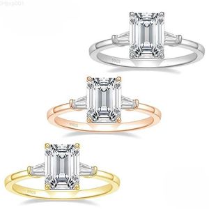 2024 Anpassad 18K White Gold Lab -odlad diamantförlovningsring 2,5CT Emerald Cut CVD Ring Smycken för kvinnor