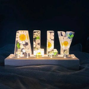 Night Lights Alphabet-Custom Eternal Flower LED Night Light USB Letter Led Dried Decorative Lamp For Lover Wife Girlfriend Anniversary Gift YQ240112