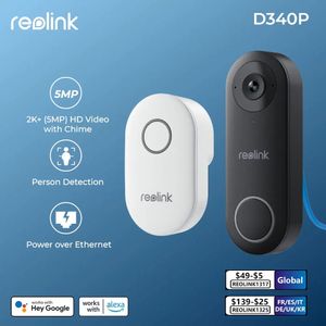 Reolink Video Doorbell Poe Smart 2K Wired Intercom med Chime Human Detection Twoway Audio fungerar med Alexa Google 240111