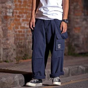 Mäns jeans överdimensionerade overaller män casual streetwear work joggar manlig lös last män byxor multi-pocket pantalones hombrel240111