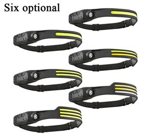 COB-LED-Scheinwerfer, Sensor-Scheinwerfer, starkes Licht, Silikon-Taschenlampe, wiederaufladbare USB-Scheinwerfer für Outdoor-Camping, Angeln, Stirnlampe, Taschenlampe