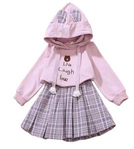 Girl039s sukienki Dzieci 039S Suits Spring Autumn Girls Plaid Spirt Suits Dressleeved Sweter Suits Fashion 8497963