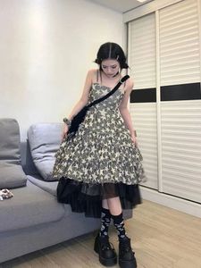 Deeptown koreanischen Stil Sterne lange Cocktailkleider Y2k Fairycore Punk geschichtete Tunika Slip Prinzessin Kleider Sommer 240111