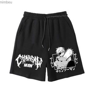 Męskie szorty łańcuchy man szorty motoryczne spodnie przycięte ime Denji Power Makima Fifth Pant Black Streetwear Shorts Mężczyzn Summer Spodersl240111