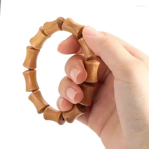 Strand Natural Peach Wood Bamboo Cylinder Spacer Pärlor Armband God Betydelse rikedom Mascot Bangle Meditation Woman Wrist Smycken Hantverk