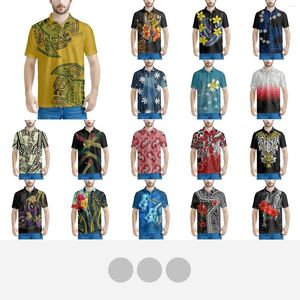 Men's Polos Polynesian Tribal Samoan Totem Tattoo Samoa Prints Polo Shirts Short Sleeve Contrast Color Men High Quality