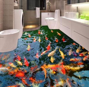 High Quality Custom 3D Floor Wallpaper Pond Carp Toilets Bathroom Bedroom PVC Floor Sticker Painting Mural Wallpaper Waterproof 202738774