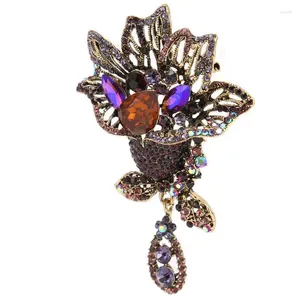 Keychains Flower Brosch Pin Elegant Exducite Alloy Rhinestone Petal For Wedding Party