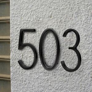 Conjunto de acessórios de banho 125mm placa de porta numeral fácil de instalar decoração de casa flutuante número de casa letras números de liga de zinco sinal de endereço preto