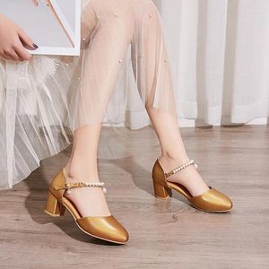 Sukienka buty yqbtdl Summer Trendy Sweet Girl's Women Heels Strains Design Party Mary Jane Yellow Block High Obcowanie 35-43