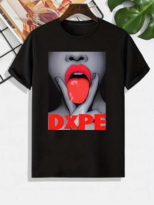 Djurläppbrevtryck grafiska kvinnor t-shirt casual comfy t-shirts för sommarens kläder kvinnliga topstees