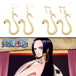 Dangle Earrings Anime Boa Hancock Cosplay Snake Eardrop Women Ear Clip Hook Jewelry Accessories Prop