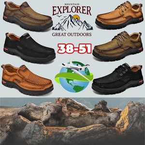 Outdoors Runners Mens Treinadores Esportes Sneaker Designer Sapatos Couro Montanha Antiderrapante e Resistente ao Desgaste Respirável e Suor Wicking Tamanhos Grandes 38-51