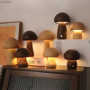 Desk Lamps Nordic Rechargable Touch USB Night Light Mushroom Desk Lamps For Bedside Room Hotle Bedroom Decoration Atmosphere Table Lamps YQ240124