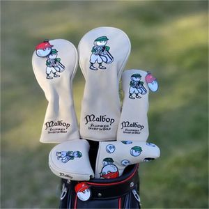 Tees New Beige Fisherman Hat Golf Club #1 #3 #5 Wood Headcovers Driver Fairway Woods Cover Pu Leather Head Covers Golf Putter