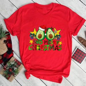 Women's T Shirts Lovely Avocado Merry Christmas Clothes Female Avo Fashion Tee Shirt Women Top Year Graphic T-shirt