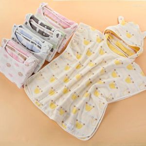 Blankets Six-Layers Gauze Cotton Baby Thick Bath Towel Breathable Muslin Blanket Cloak Infant Kids Cartoon Hooded Factory Wholesale