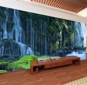 Водопад Пейзаж на заказ 3D Po Природные пейзажи Настенные фрески Наклейки для домашнего декора Рулон обоев Спальня Walls3268449
