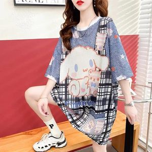 Kvinnors T-skjortor Summer Quick-Dry Long Shirt Women Lose Casual Short Sleeve Female O-Neck Printed Mesh T-Shirt Femme Tops