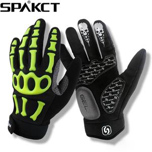 Spakct Cycling Gloves Full Finger Skull Gel Pads Cykelcykelhandskar Motorcykel sport nedförsbacke långa handskar unisex 240112