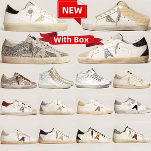 2024 Dirty Shoes Super star Sneakers Designer Luxury Version Italian Retro Handmade Mid-Star Womens With Signature On The Ankle Black Leather Inserts 35-46 with box